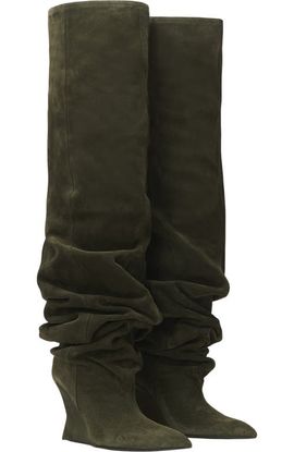 Balmain Balmain Suede leather Wedge thigh-high boots