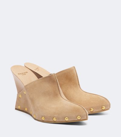 Balmain Balmain Suede wedge clogs
