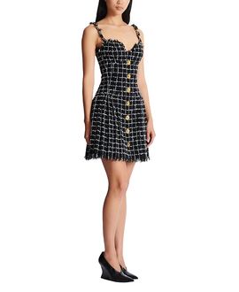 Balmain Balmain Tweed Dress with Chain Straps