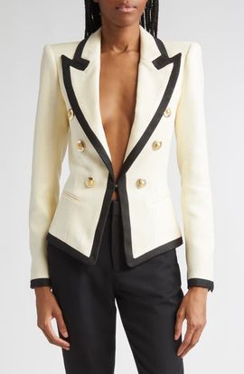 Balmain Balmain Two-Tone Basket Weave Fitted Jacket
