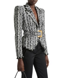 Balmain Balmain Two-Tone Tweed Belted Jacket