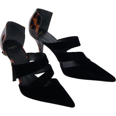 Balmain Balmain Velvet and Printed Patent Leather Courts