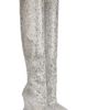 Balmain Balmain Wedge Thigh-High Satin Boots with Crystals - 1