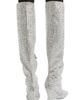 Balmain Balmain Wedge Thigh-High Satin Boots with Crystals - 2