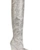 Balmain Balmain Wedge Thigh-High Satin Boots with Crystals - 4