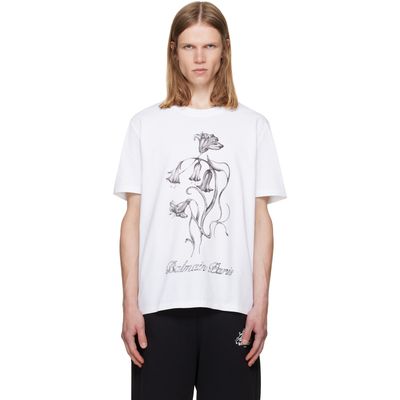 BALMAIN BALMAIN White 'Balmain Flower' Print T-shirt