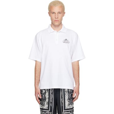 BALMAIN BALMAIN White Printed 'Balmain Vine' Polo