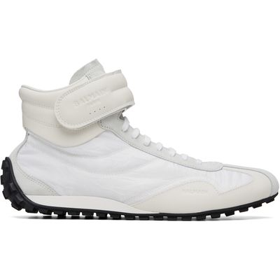BALMAIN BALMAIN White Racing Mid-Top Sneakers