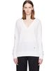 BALMAIN BALMAIN White V-Neck Light Sweater - 1