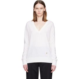 BALMAIN BALMAIN White V-Neck Light Sweater