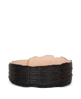 Balmain Balmain Wide Crocodile-Print Leather Belt
