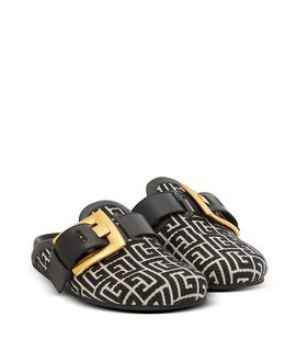 Balmain Balmain Women's Anthem Mules in Jacquard Canvas with Pb Monogram