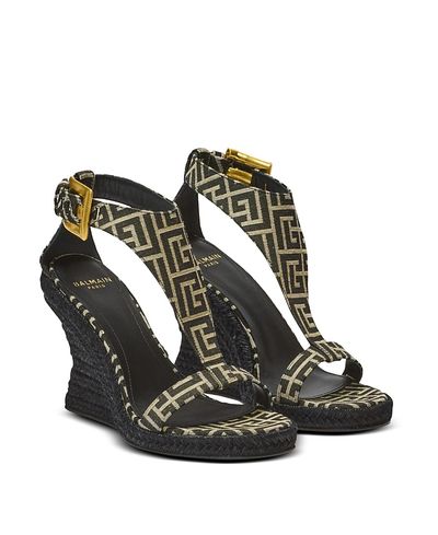 Balmain Balmain Women's Anthem Wedge Espadrilles in Monogram Jacquard