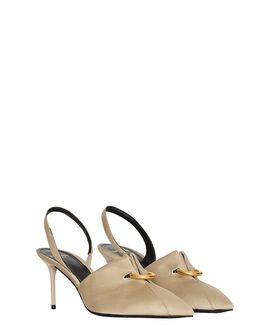 Balmain Balmain Women's Cotton Gabardine Slingbacks with Piercing