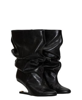 Balmain Balmain Women's No Wedge Textured Leather Ankle Boots