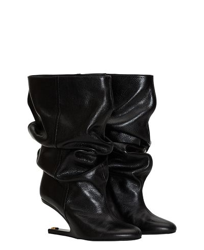 Balmain Balmain Women's No Wedge Textured Leather Ankle Boots