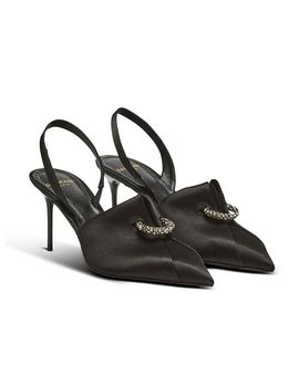 Balmain Balmain Women's Satin Slingbacks with Piercing