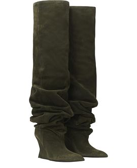 Balmain Balmain Women's Suede Leather Wedge Thigh-High Boots