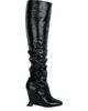 Balmain Balmain Women's Thigh-High Wedge Boots in Crinkled Patent Leather - 2