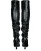 Balmain Balmain Women's Thigh-High Wedge Boots in Crinkled Patent Leather - 3