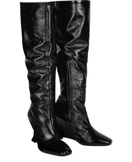 Balmain Balmain Women's Wedge Boots in Crinkled Patent Leather