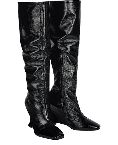 Balmain Balmain Women's Wedge Boots in Crinkled Patent Leather