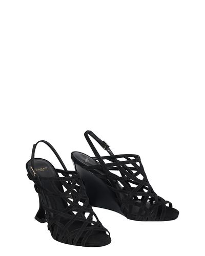 Balmain Balmain Women's Wedge Cage Sandals in Suede