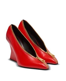Balmain Balmain Women's Zip Wedge Pumps in Lambskin Leather