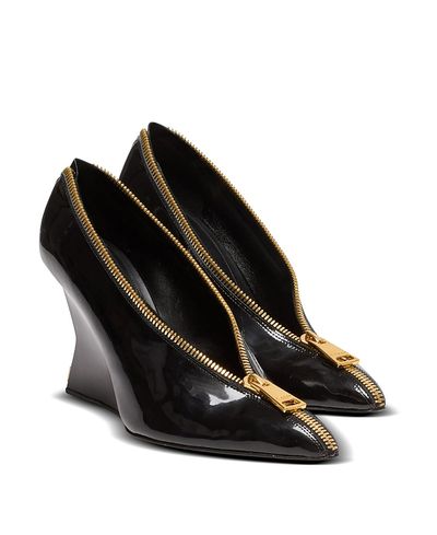 Balmain Balmain Women's Zip Wedge Pumps in Patent Leather