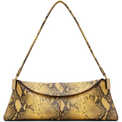 BALMAIN BALMAIN Yellow & Black 64-83 Small Python-Effect Leather Bag
