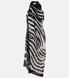 Balmain Balmain Zebra-print silk beach cover-up