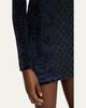 Balmain Baroque Velvet Strong-Shoulder Long-Sleeve Mini Dress - 5