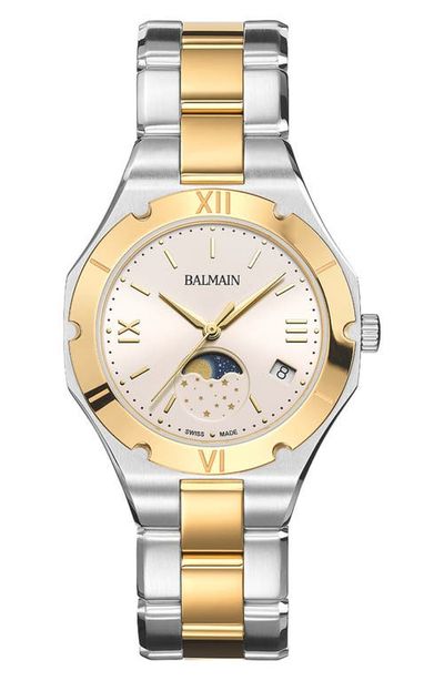 Balmain Be Balmain Moonphase Two-Tone Bracelet Watch, 33mm