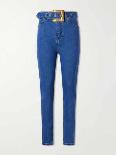 BALMAIN Belted high-waist straight-leg jeans