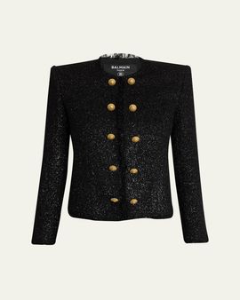 Balmain Buttoned Glitter Tweed Cardigan