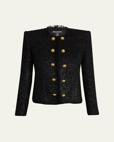 Balmain Buttoned Glitter Tweed Cardigan