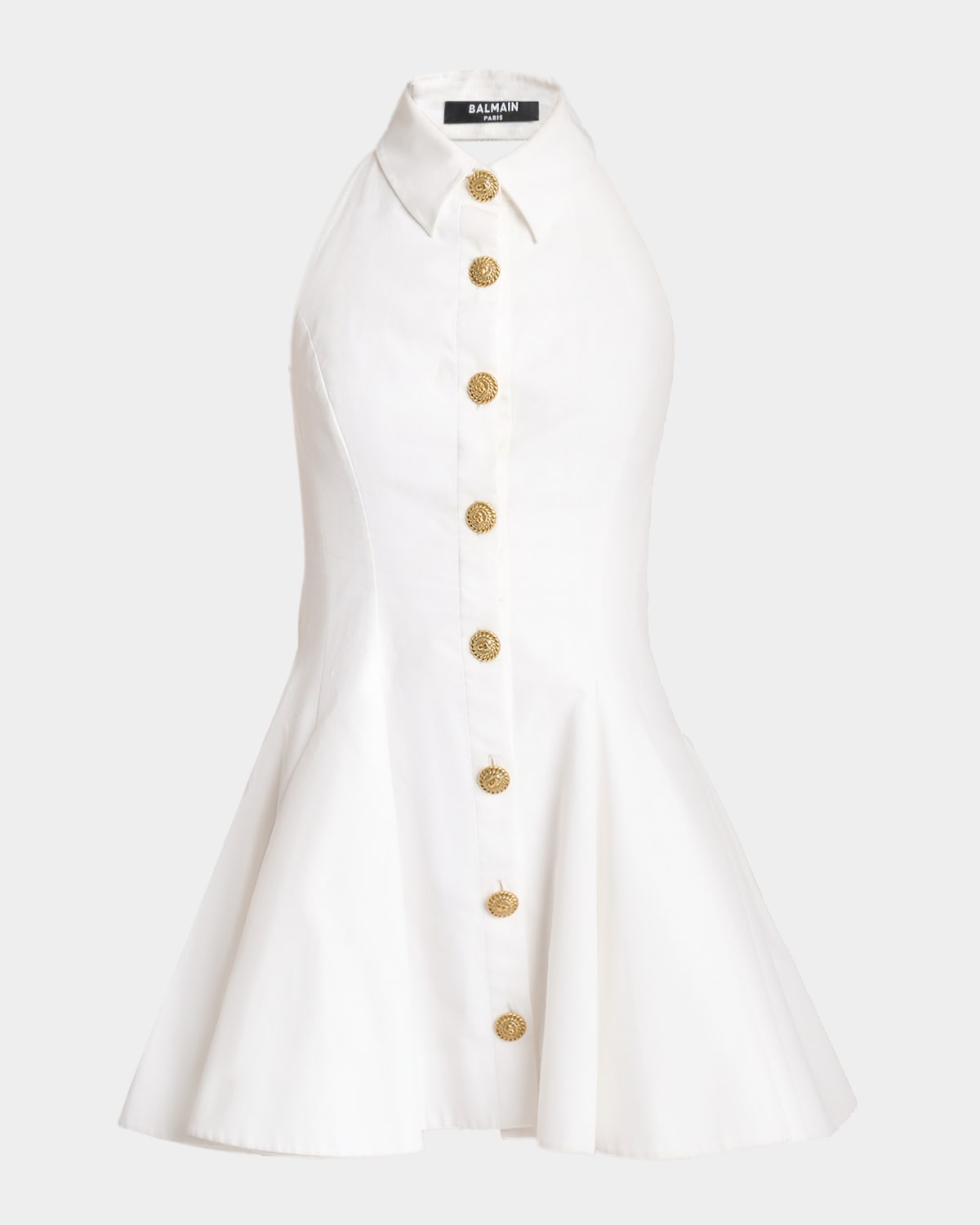 Balmain Buttoned Halter Mini Shirtdress