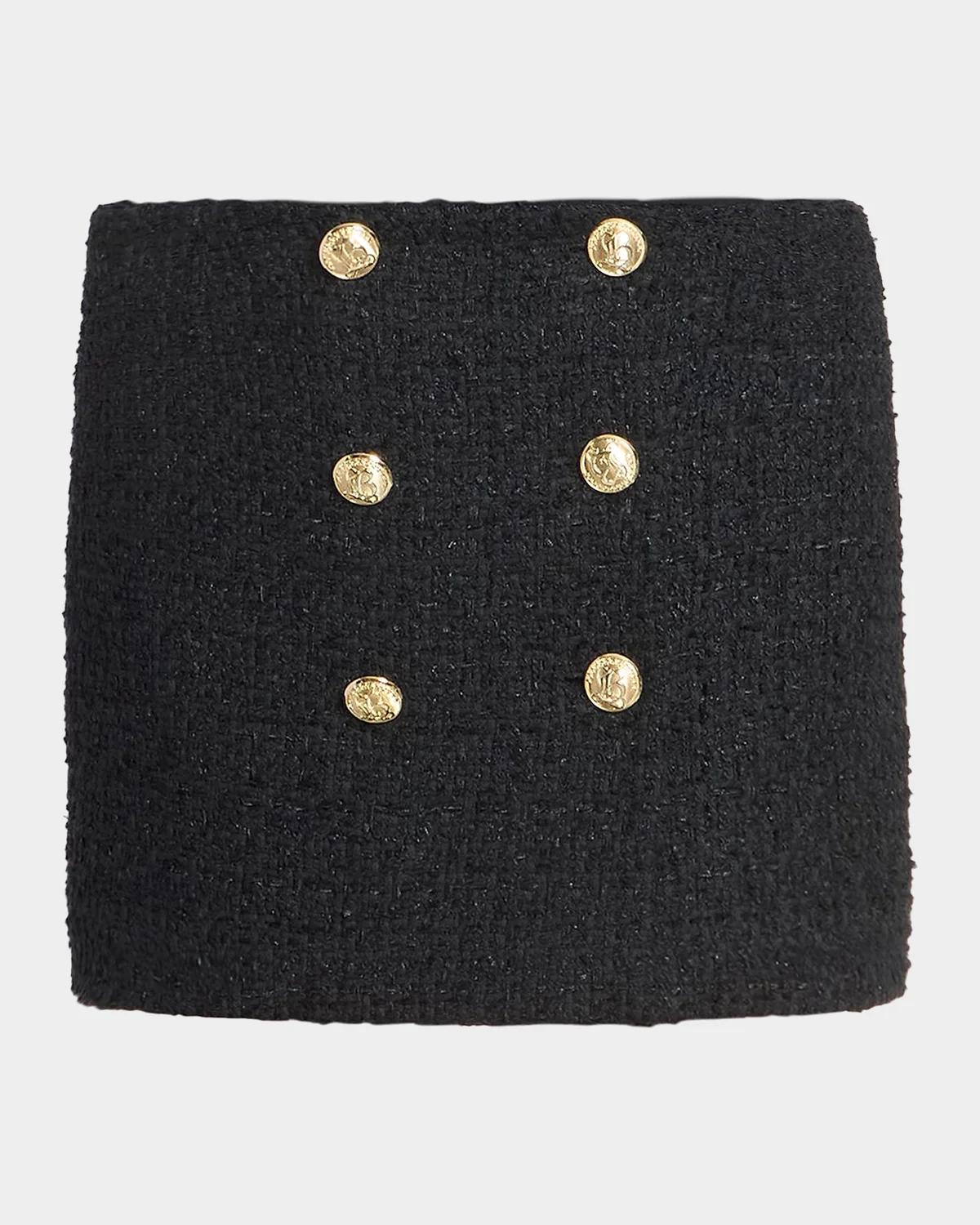 Balmain Buttoned Tweed Mini Skirt