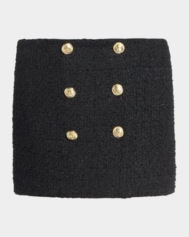 Balmain Buttoned Tweed Mini Skirt