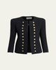 Balmain Collarless Tweed Fitted Jacket - 1