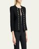Balmain Collarless Tweed Fitted Jacket - 4