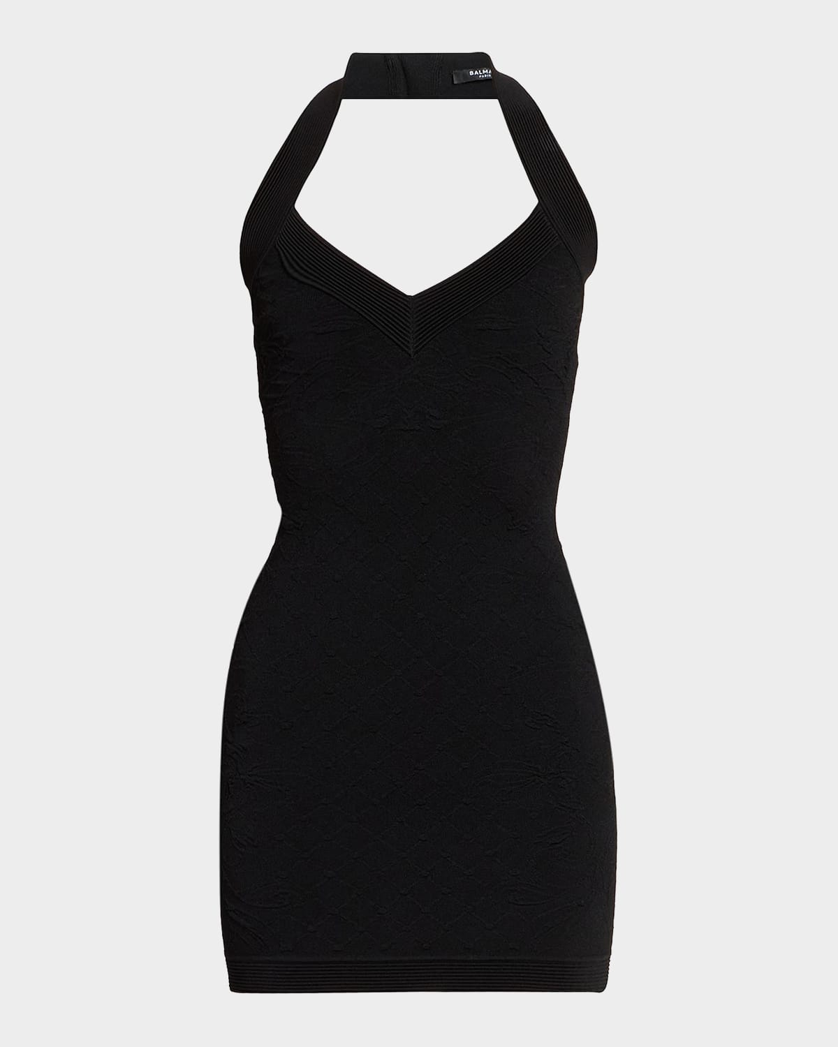 Balmain Compact Knit Halter Mini Dress