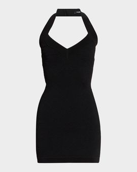 Balmain Compact Knit Halter Mini Dress