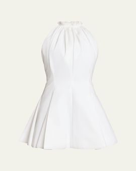 Balmain Cotton Poplin Halter Mini Dress