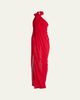 Balmain Cross Neck Draped Jersey Gown - 1