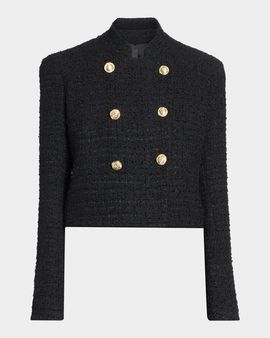 Balmain Double-Breasted Tweed Crop Jacket