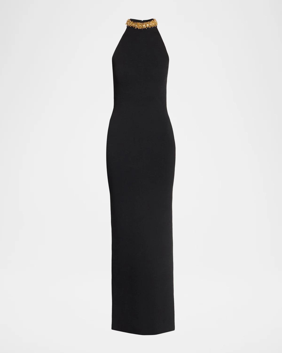 Balmain Embellished Compact Knit Maxi Dress
