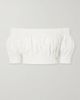 BALMAIN Embellished cropped off-the-shoulder cotton-poplin top - 1