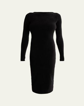 Balmain Embellished Open Back Long-Sleeve Midi Dress