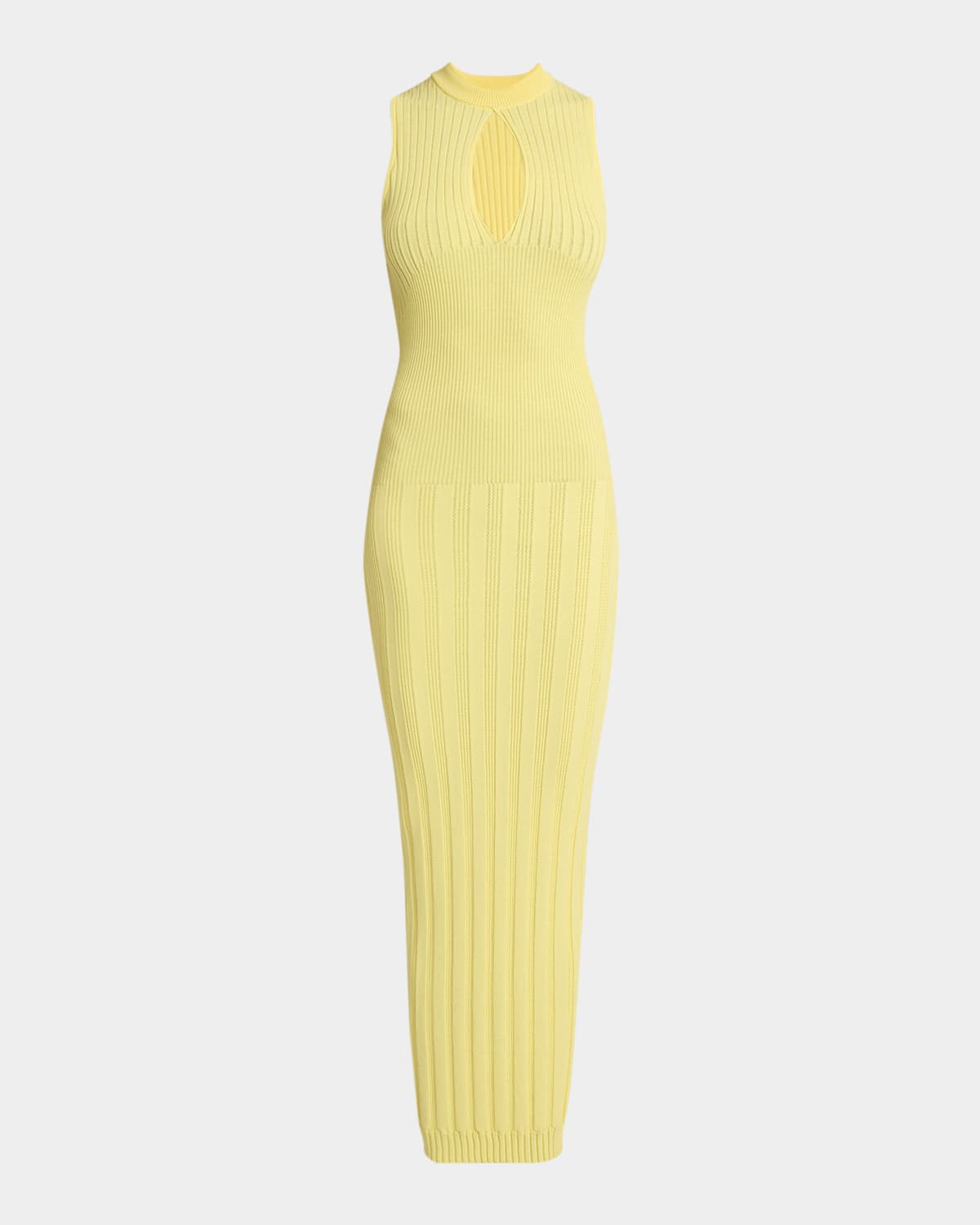 Balmain Keyhole Rib Knit Sleeveless Maxi Dress